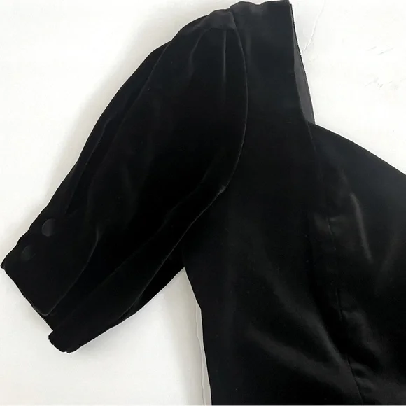 LAURA ASHLEY Vintage Black Velvet Dress Sweetheart Neckline Size 8 *Runs Small - Picture 7 of 16